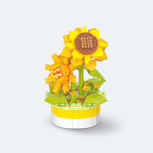 Showpiece 3000 Piece Panorama Puzzle: Sunflower - Mini Bricks Potted Plant Jigsaw Puzzle