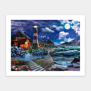 Showpiece 300 Piece Puzzles: Lighthouse in the Night - 300 Piece Jigsaw Puzzle