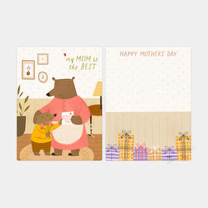 Puzzle Cards: Bear Family (Mother's day) - 48 Piece Puzzle Card