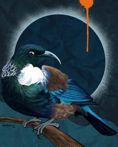 Midnight Tui and Harakeke - 2000 Piece Jigsaw Puzzle
