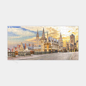 Showpiece Extra Small Puzzles: Beautiful Medieval Ghent Over Sunset, Belgium - 253 Piece XS Jigsaw Puzzle