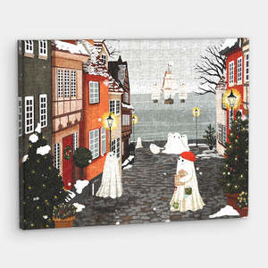 Showpiece Canvas Puzzles: Harbor's First Snow - Canvas 366 Pieces [HN1475]