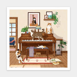 New Arrivals: Piano and Cats Jigsaw Puzzle - 900 Piece Showpiece