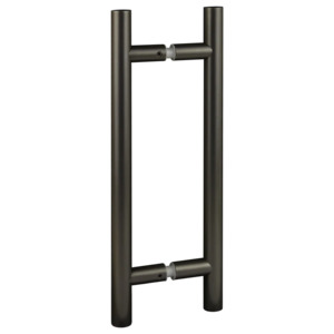 Frameless Shower Parts And Hardware: Round H Handle - 250mm Centres - Powdercoated Gunmetal