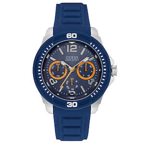 Mens Watches: Guess Trade Blue Silicone Strap Men's Watch W0967G2