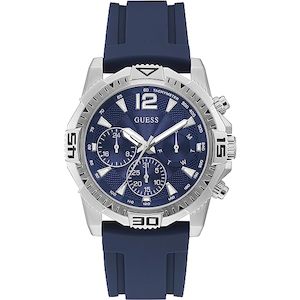 Mens Watches: Guess Commander Blue Silicone Strap Men's Watch GW0211G1