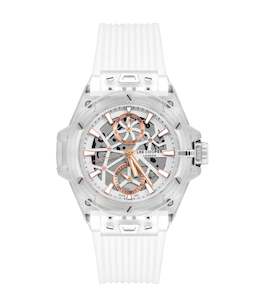 Mens Watches: Lee Cooper Men's 44 MM White Analog Silicone Watch – LC07975.333