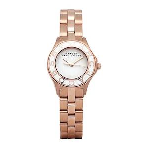 MARC JACOBS SMALL BLADE SILVER WOMENS’ ROSE GOLD LOGO WATCH MBM3076