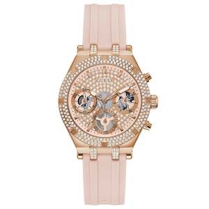 Womens Watches: Guess Heiress Rose Gold Silicone Strap Women's Watch GW0407L3