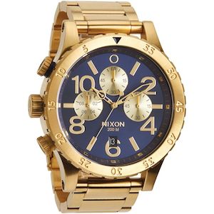 Sale: Nixon 48-20 Chrono Blue Dial Gold PVD Men's Watch A486-1922