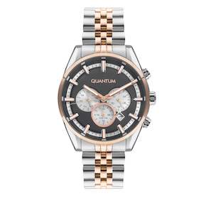 Sale: Quantum Men's Rose Gold Dual Time Gun Dial Watch – PWG987.550