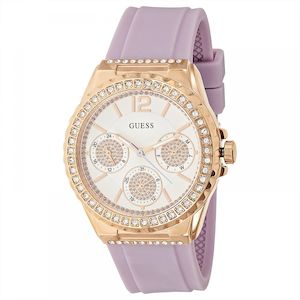 Guess: Guess Starlight Purple Silicon Strap Women's Watch W0846L6
