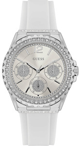 Guess: Guess Starlight White Rubber Strap Crystal Dial Women's Watch W0846L8