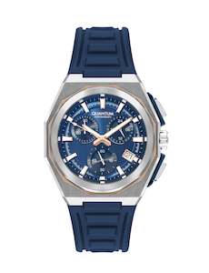 Quantum: Quantum Men's Navy Chronograph Silicone Strap Watch – PWG1078.399