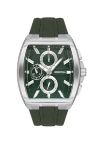 Quantum Men's Green Chronograph Silicone Strap Watch – HNG997.375