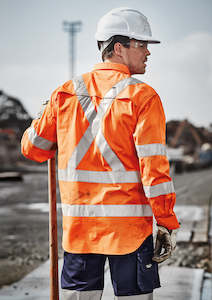 Shirts: Mens Hi Vis X Back Taped Long Sleeve Shirt