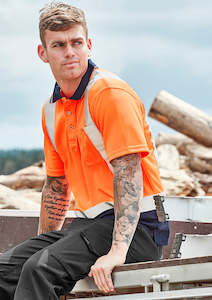 Mens Hi Vis Spliced Short Sleeve Polo - Shoulder Taped