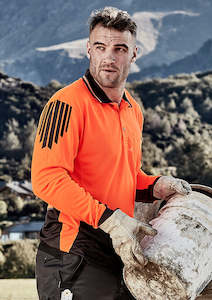 Polos Vests: Mens Hi Vis Flux Long Sleeve Polo