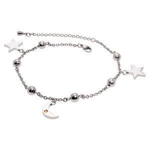 Products: Moon & Star Anklet Rhodium (SS) Shuzi