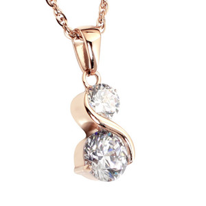 Products: Solitaire 2CZ Pendant Rose Gold (SS) Shuzi