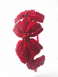 The Jolie Girls Red Beaded Bow Headband