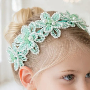 Girls Designer Hair Accessories: Designer Pearl and Crystal Flower Crown for Girls - Miss Flora