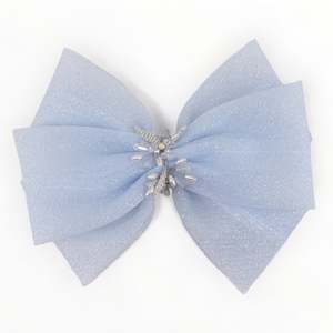 Girls Designer Hair Accessories: The Galena Girls Handmade Pale Blue Hair Bow
