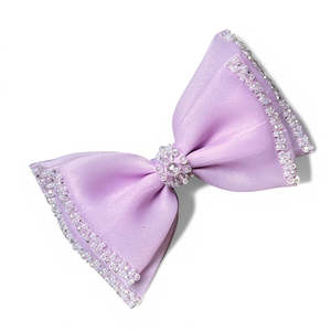 Luxury Lilac Hair Accessories: Luxury Handmade Adelia Bow Hair Clip – Sparkling Pastel Elegance