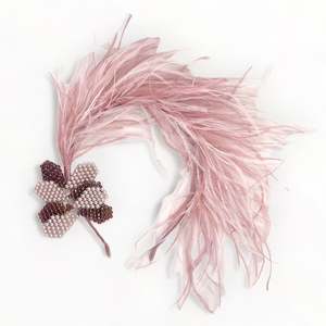 Luxury Lilac Hair Accessories: The Dina Lilac Crystal & Dusty Pink Feather Headband