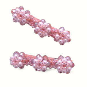 The Pansie Girls Designer Handmade Pink Crystal and Pearl Hair Clip Set