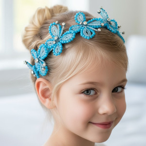 Girls Butterfly Headband – Turquoise Blue Crystal - The Meadows & Dreams
