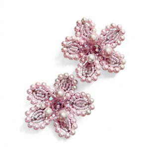 Fashion Hair Clips And Barrettes Online: The Garden Party Designer Girls Pink Flower Hair Clip Set