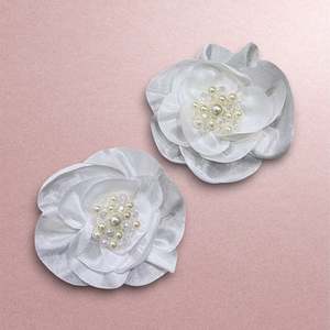Rosette Girls Flower Hair Clip Set – Handmade Satin Flower Clips with Crystal &hellip;