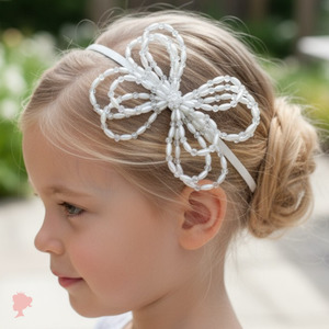 The Lavender Pearl and Crystal Kids Bow Headband