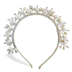 Kids Designer White Hair Accessories: The Bryony Crystal & Pearl Girls Tiara