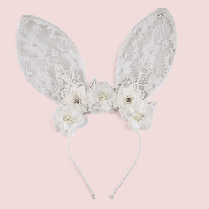 Lily Designer Girls Lace Rabbit Ears Headband