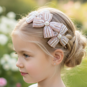Luxury Blush Hair Accessories: The Jolie Luxury Bow Headband for Kids