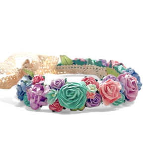 The Rose Bud Designer Girls' Flower Crown – Handcrafted pastel Floral Hai&hellip;