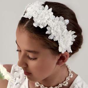 Back In Stock: The Hadraniel Designer Hand beaded White Headband for girls