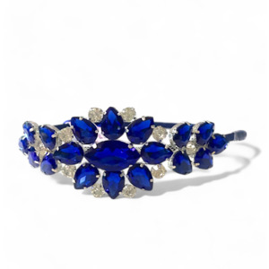 Shine Like A Diamond Designer Girls Headbands: The Rubelina Girls Headband | Saphire Blue Rhinestone & Diamante Crown