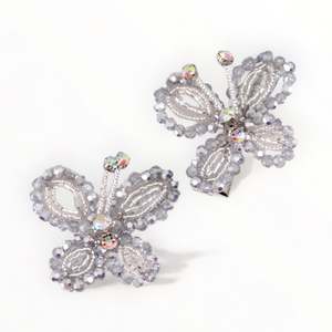 Meadows & Dreams Butterfly Hair Clip Set – Metallic Silver Crystal