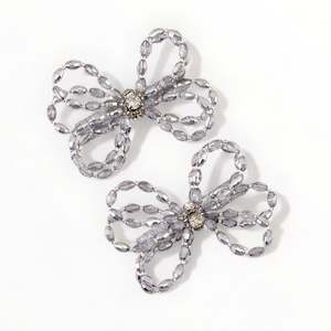 Luxury Silver Hair Accessories: Darlene Metallic Silver Bow Hair Clip Set