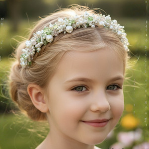 Girls Hand beaded crystal and Pearl Headband - The Sachi