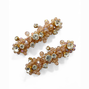 Andrea Blush Girls Crystal Flower Hair Clip Set – Handmade Luxury Accessories