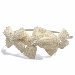 Jolie Childs Hand Beaded Crystal & Pearl Bow Headband