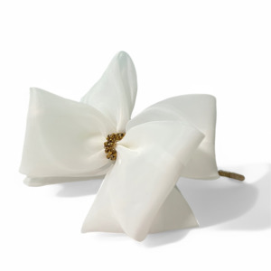 Girls Hair Accessories: Angel Wings Kids White Organza Bow Headband