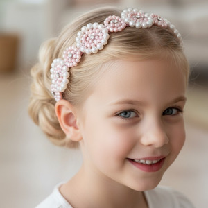 Girls Designer Pink Pearl Headband - The Agatha