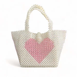 The Violet Love Heart Childs Beaded Tote handbag