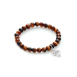 Figaro: Super Cross Bracelet Tigers Eye + Silver