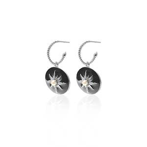 When Stars Align: Noire Hoops Black Enamel + Silver
